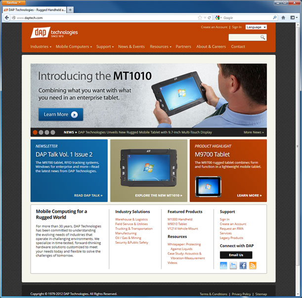 DAP Technologies website screenshot