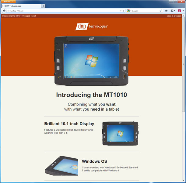MT1010 HTML email screenshot